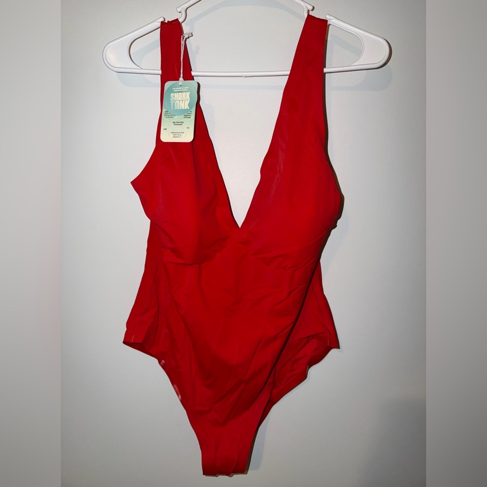 Red Women's One Piece Swimsuit - Picture 3 of 7